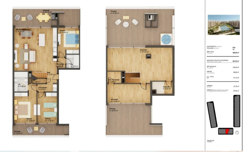 Apartamento T3 para Venda em Alcochete Planta 1