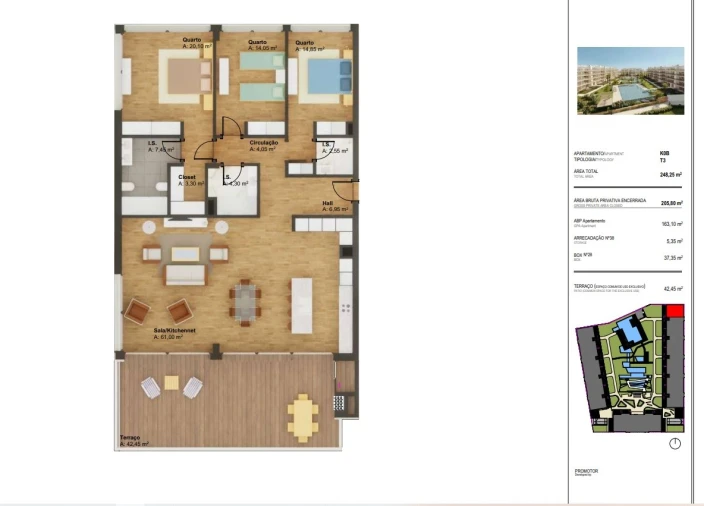 Apartamento T3 para Venda em Alcochete Planta 1