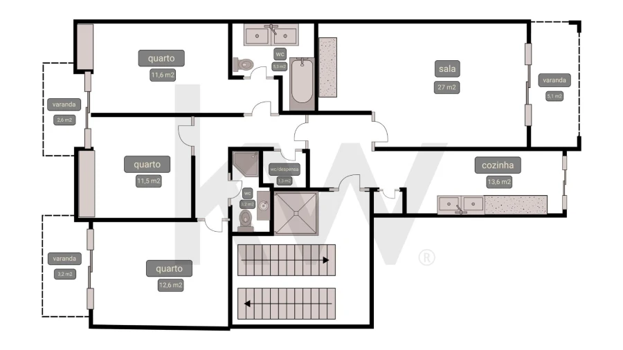 Apartamento T3 para Venda em Cascais e Estoril Planta 1
