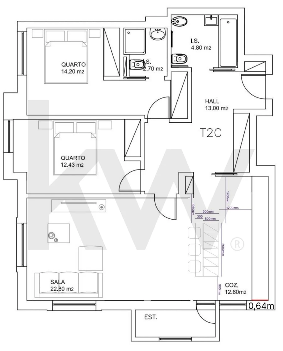 Apartamento T2 para Venda em Venteira Planta 1