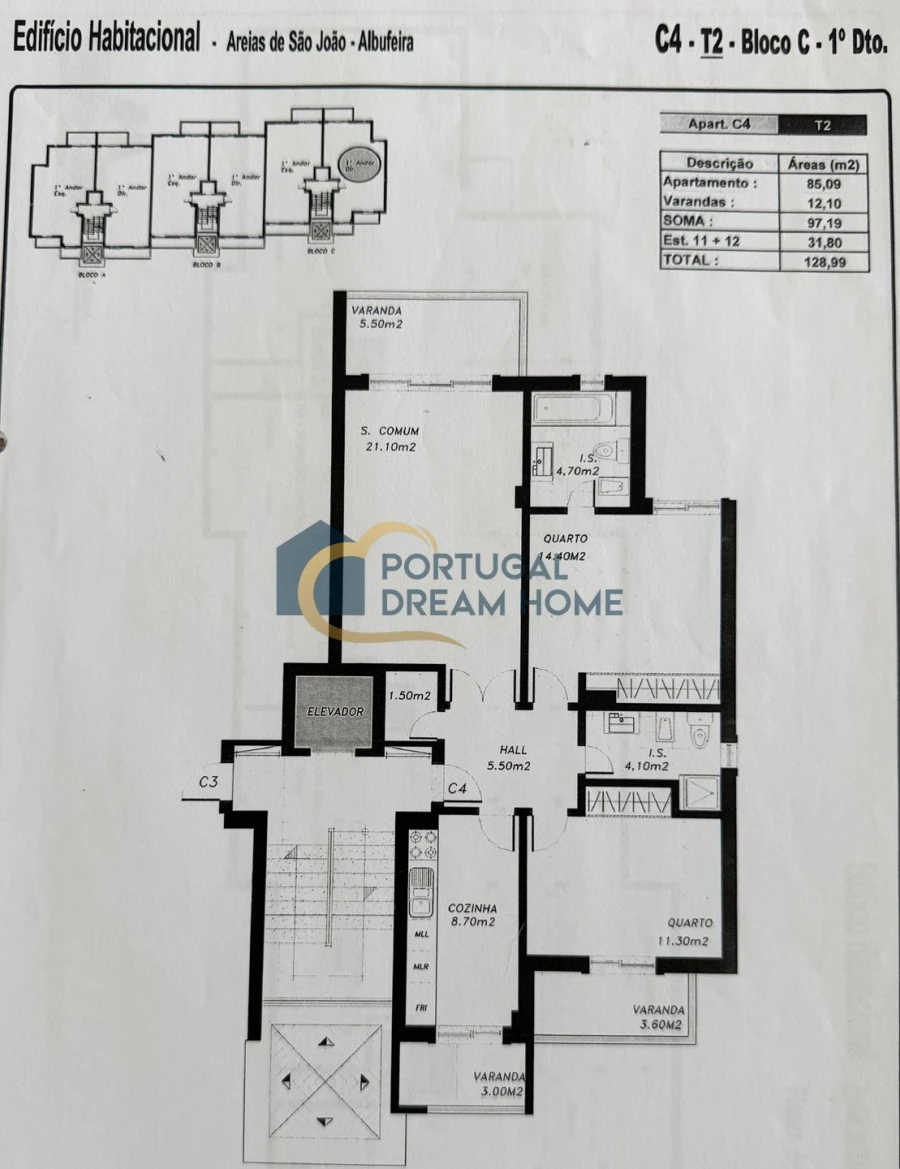 Apartamento T2 para Venda em Albufeira e Olhos de Água Planta 1