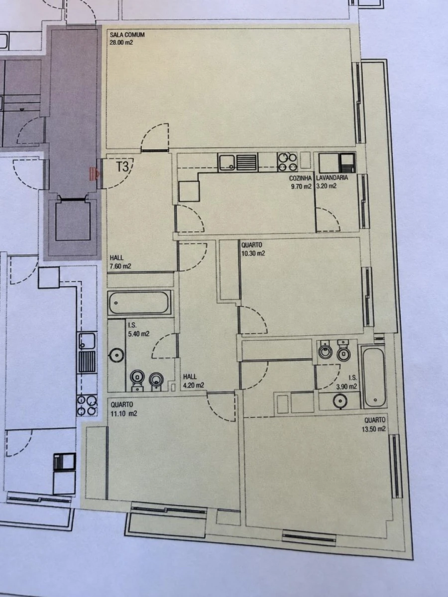 Apartamento T3 para Venda em Espinho Planta 1
