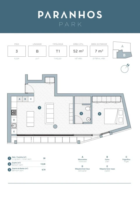 Apartamento T1 para Venda em Paranhos