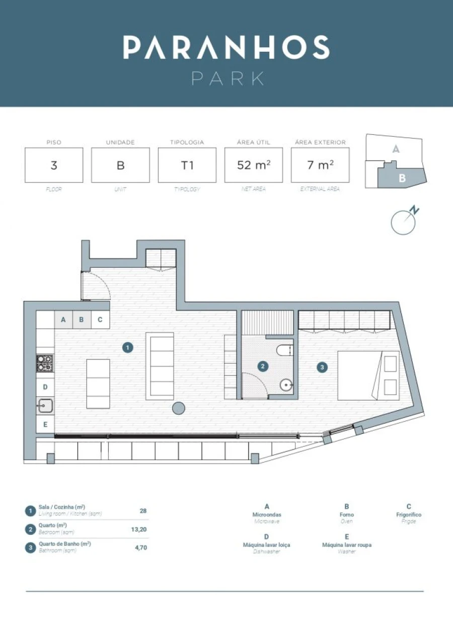 Apartamento T1 para Venda em Paranhos Planta 1