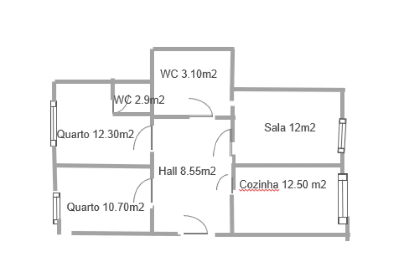 Apartamento T2 para Venda em Santo Antonio da Charneca Planta 1