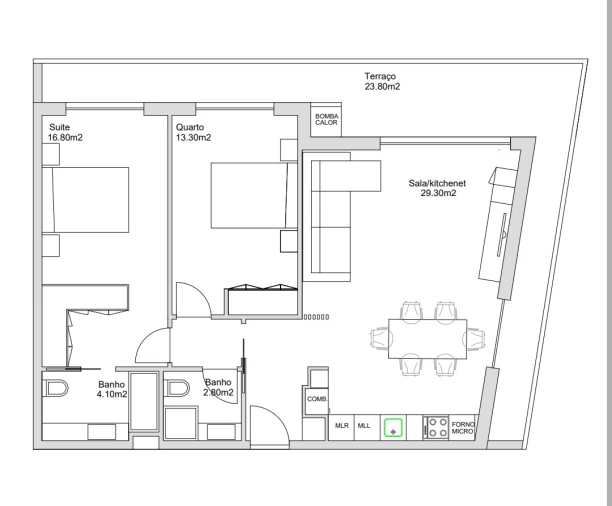 Apartamento T2 para Venda em Arcozelo Planta 1