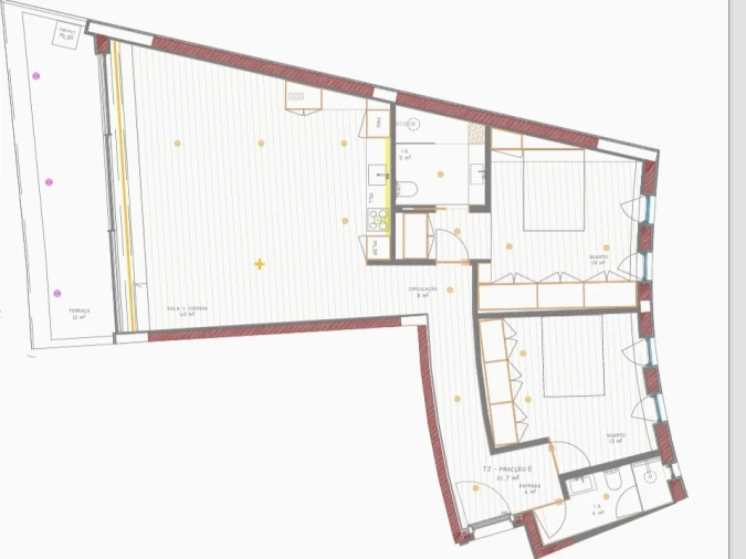 Apartamento T2 para Venda em Glória e Vera Cruz Planta 1