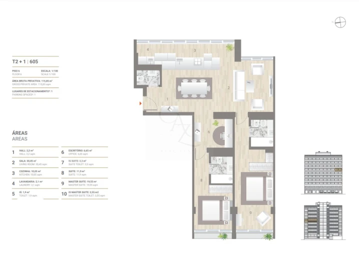 Apartamento T2 para Venda em Ajuda Planta 1