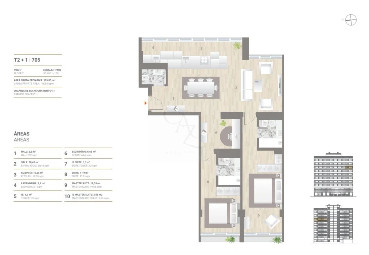 Apartamento T2 para Venda em Ajuda Planta 1