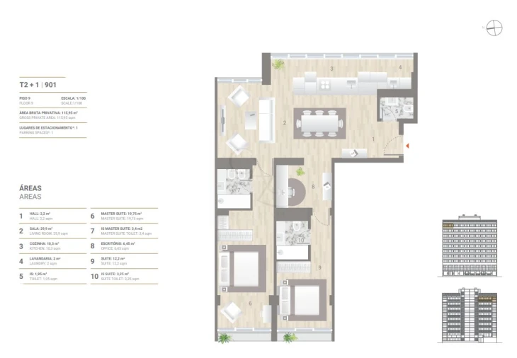 Apartamento T2 para Venda em Ajuda Planta 1