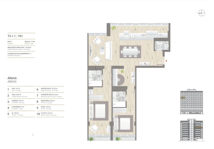 Apartamento T2 para Venda em Ajuda Planta 1