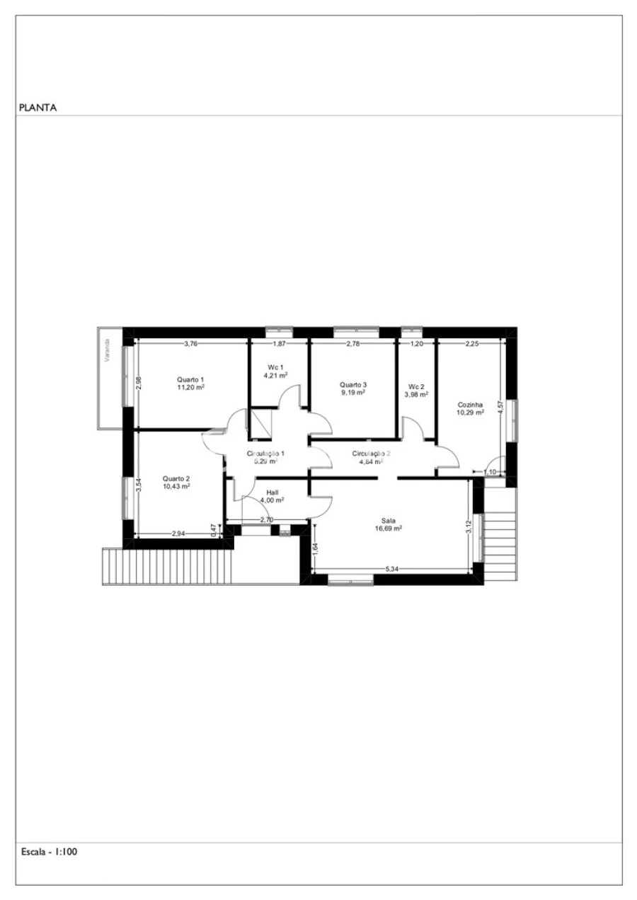 Moradia T3 para Venda em Real, Dume e Semelhe Planta 1