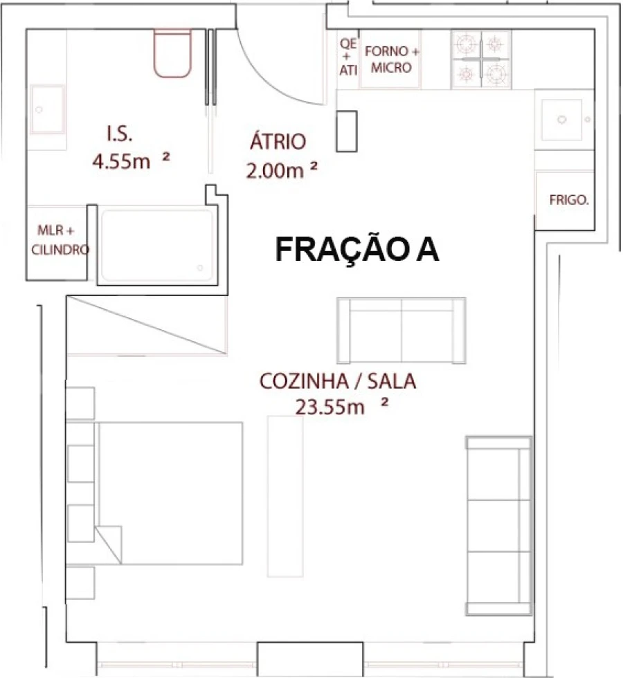 Apartamento T1 para Venda em Nazare Planta 2