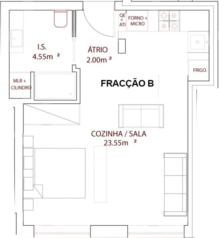 Apartamento T1 para Venda em Nazare Planta 2