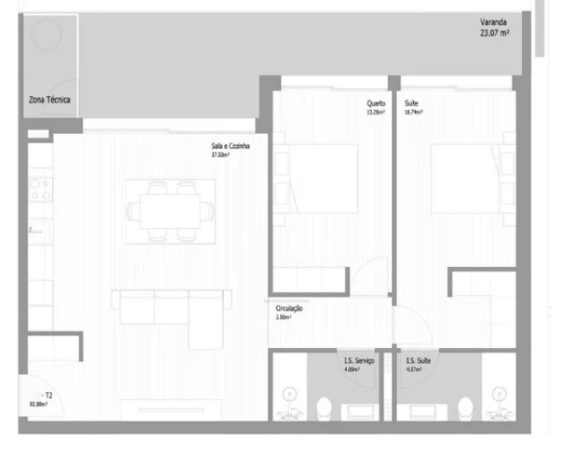 Apartamento T2 para Venda em Fânzeres e São Pedro da Cova Planta 1