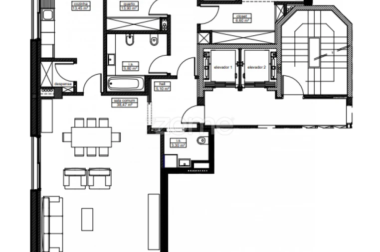 Apartamento T3 para Venda em Vila Nova da Telha Planta 1