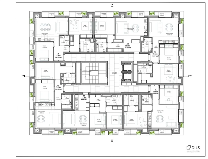 Apartamento T2 para Venda em Carcavelos e Parede Planta 1