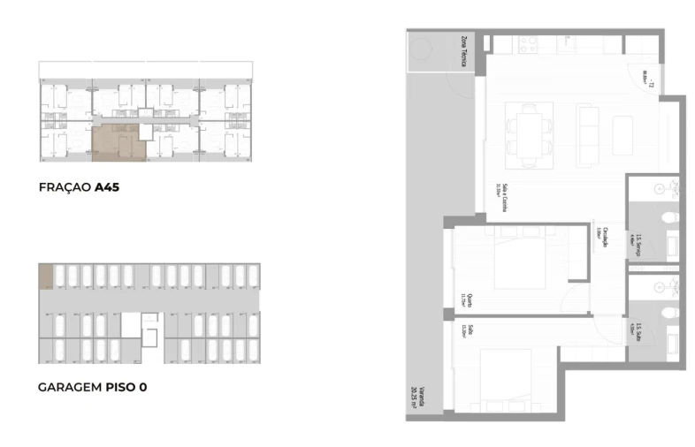 Apartamento T2 para Venda em Fânzeres e São Pedro da Cova Planta 1