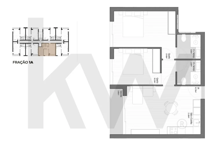 Apartamento T2 para Venda em Vila Praia de Ancora Planta 1