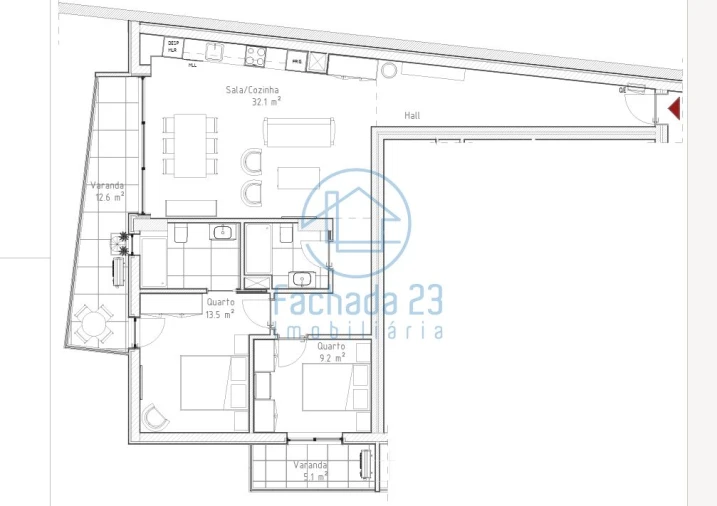 Apartamento T2 para Venda em Santa Marinha e São Pedro da Afurada Planta 1