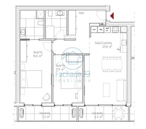 Apartamento T2 para Venda em Santa Marinha e São Pedro da Afurada Planta 1
