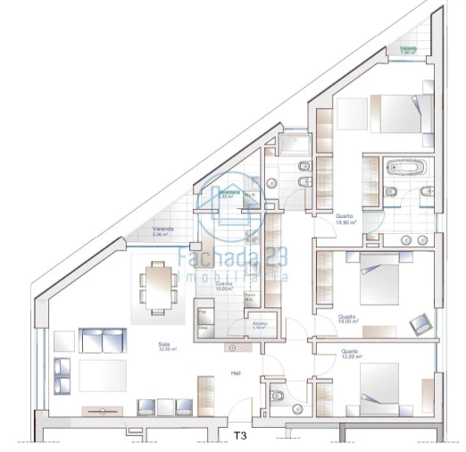 Apartamento T3 para Venda em Oliveira do Douro Planta 1