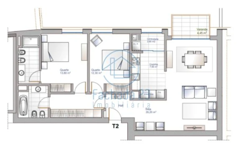 Apartamento T2 para Venda em Oliveira do Douro Planta 1