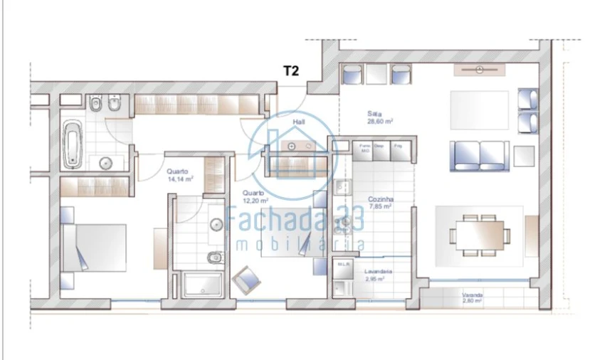 Apartamento T2 para Venda em Oliveira do Douro Planta 1