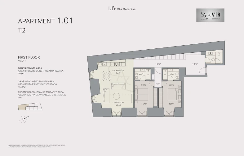 Apartamento T2 para Venda em Santa Maria Maior Planta 1
