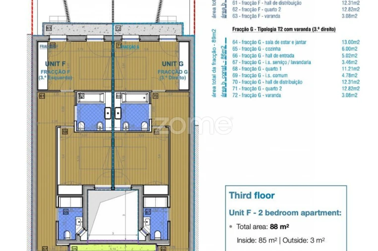 Apartamento T2 para Venda em São Vitor (Braga) Planta 1