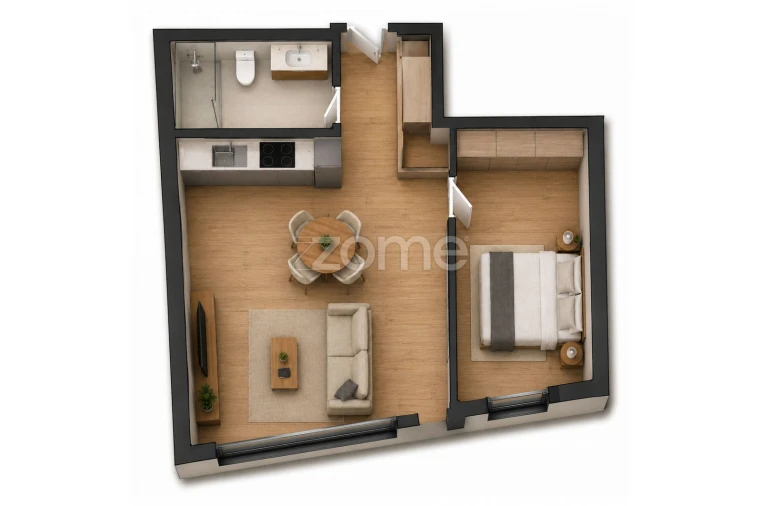Apartamento T1 para Venda em Pedrouços Planta 1