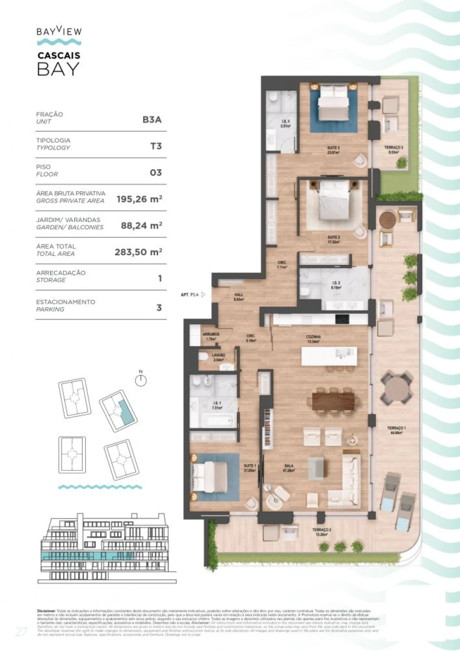 Apartamento T3 para Venda em Cascais e Estoril Planta 1