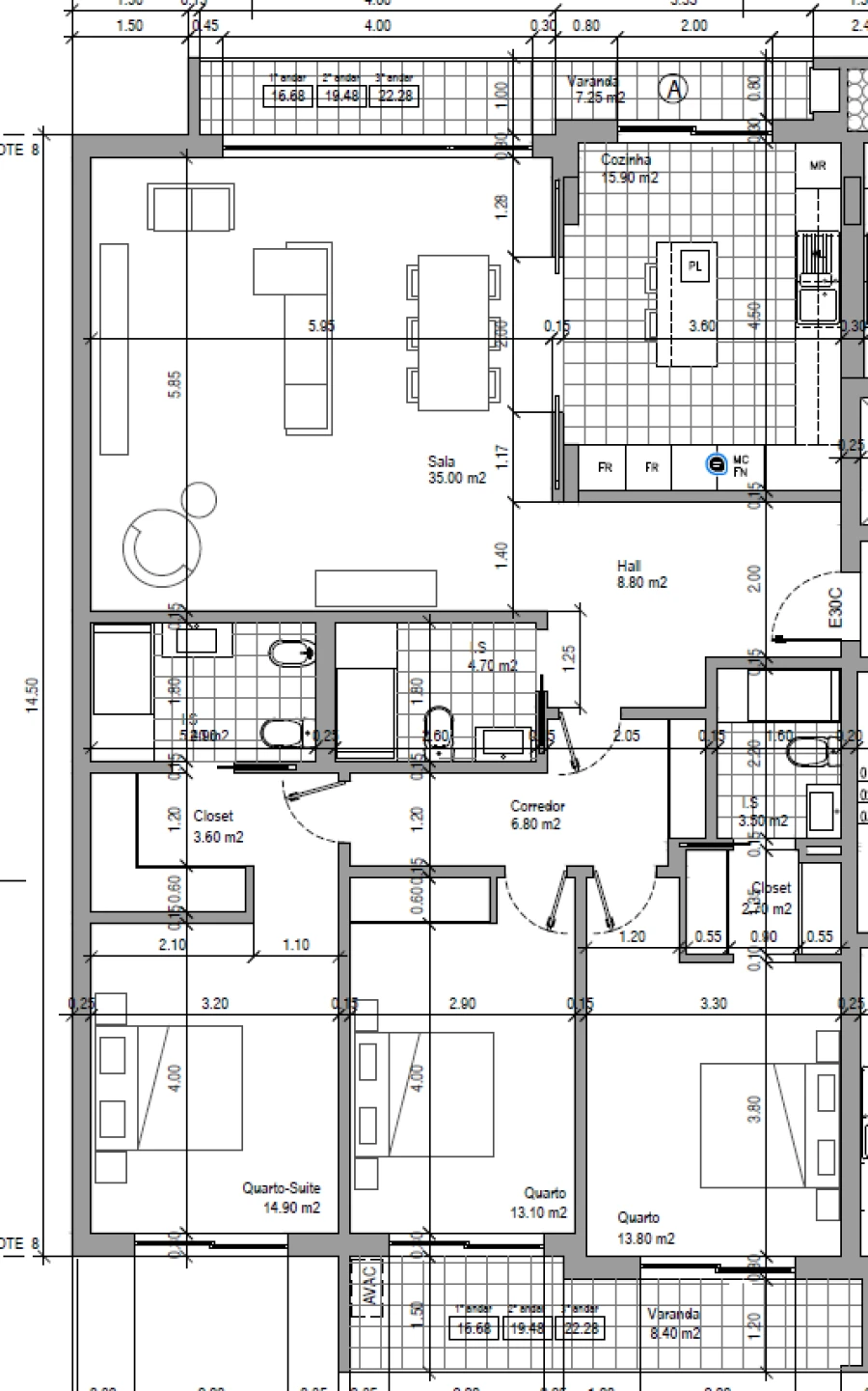 Apartamento T3 para Venda em Montijo e Afonsoeiro Planta 1