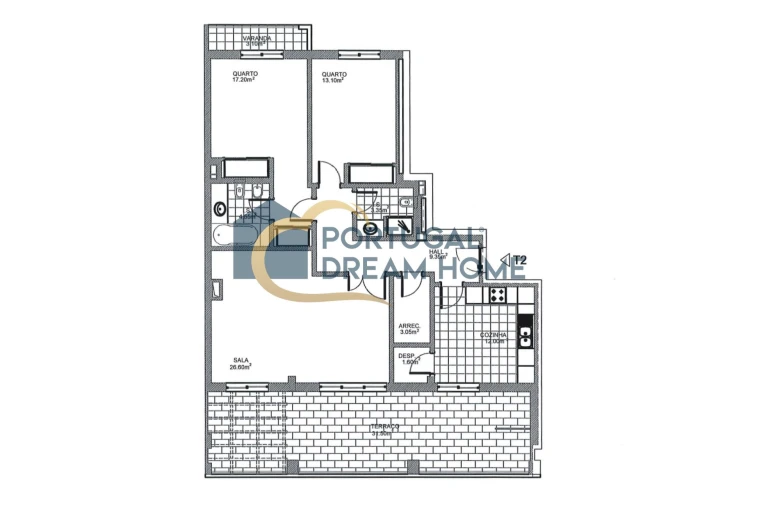 Apartamento T2 para Venda em Albufeira e Olhos de Água Planta 1
