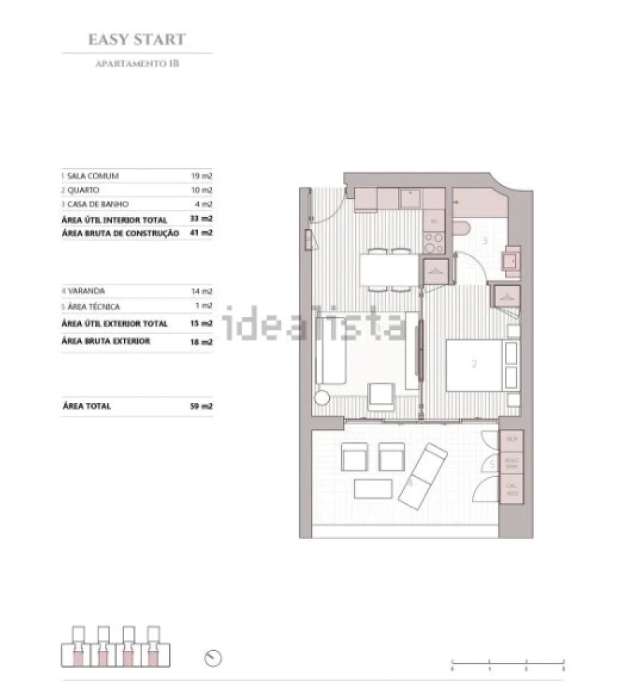 Apartamento T1 para Venda em Ramalde Planta 1