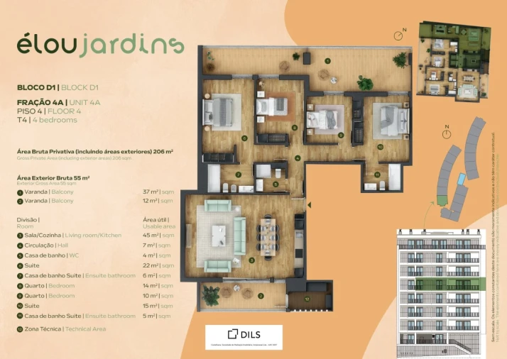 Apartamento T4 para Venda em Santo António dos Cavaleiros e Frielas Planta 1