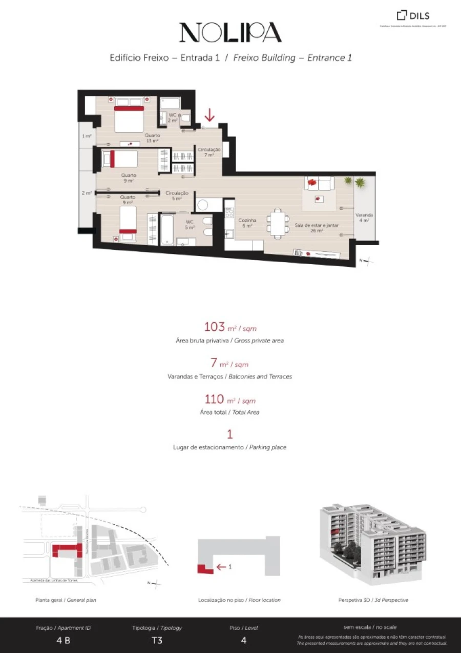 Apartamento T3 para Venda em Lumiar Planta 1