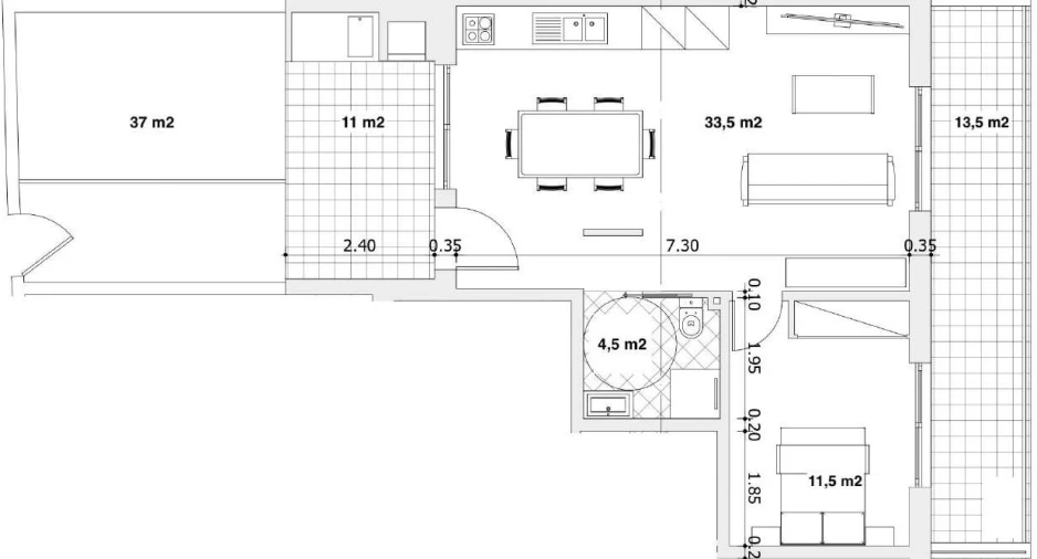 Apartamento T1 para Venda em Marrazes e Barosa Planta 1