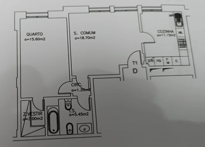 Apartamento T1 para Venda em Águas Livres Planta 1