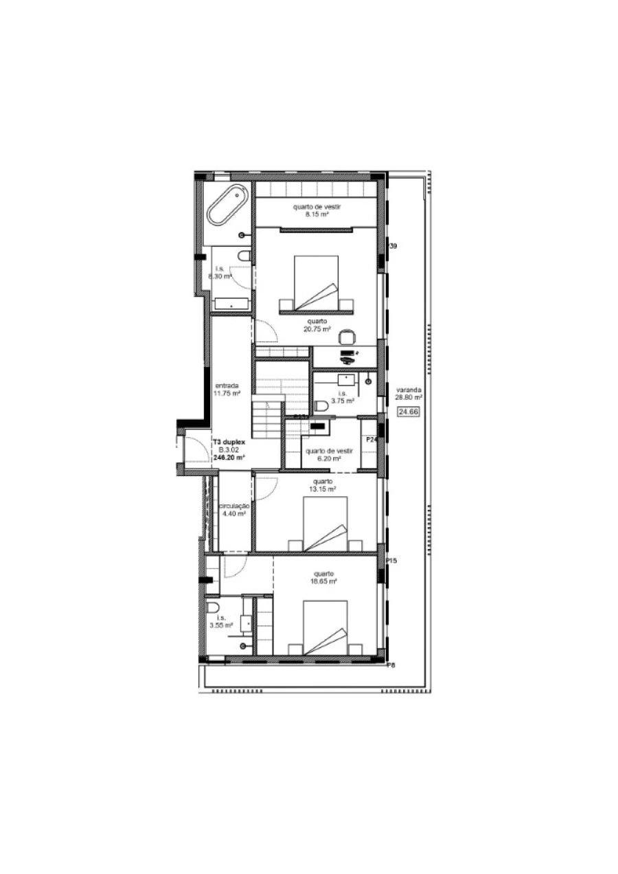 Apartamento T4 para Venda em Glória e Vera Cruz Planta 1