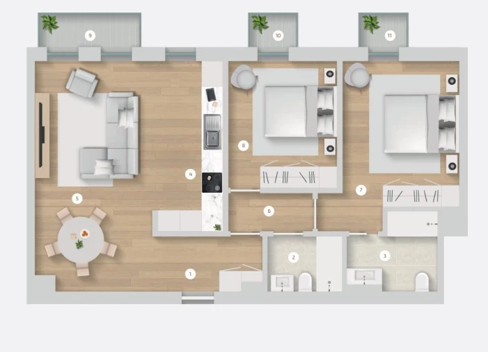 Apartamento T2 para Venda em Cedofeita, Santo Ildefonso, Sé, Miragaia, São Nicolau e Vitória Planta 1