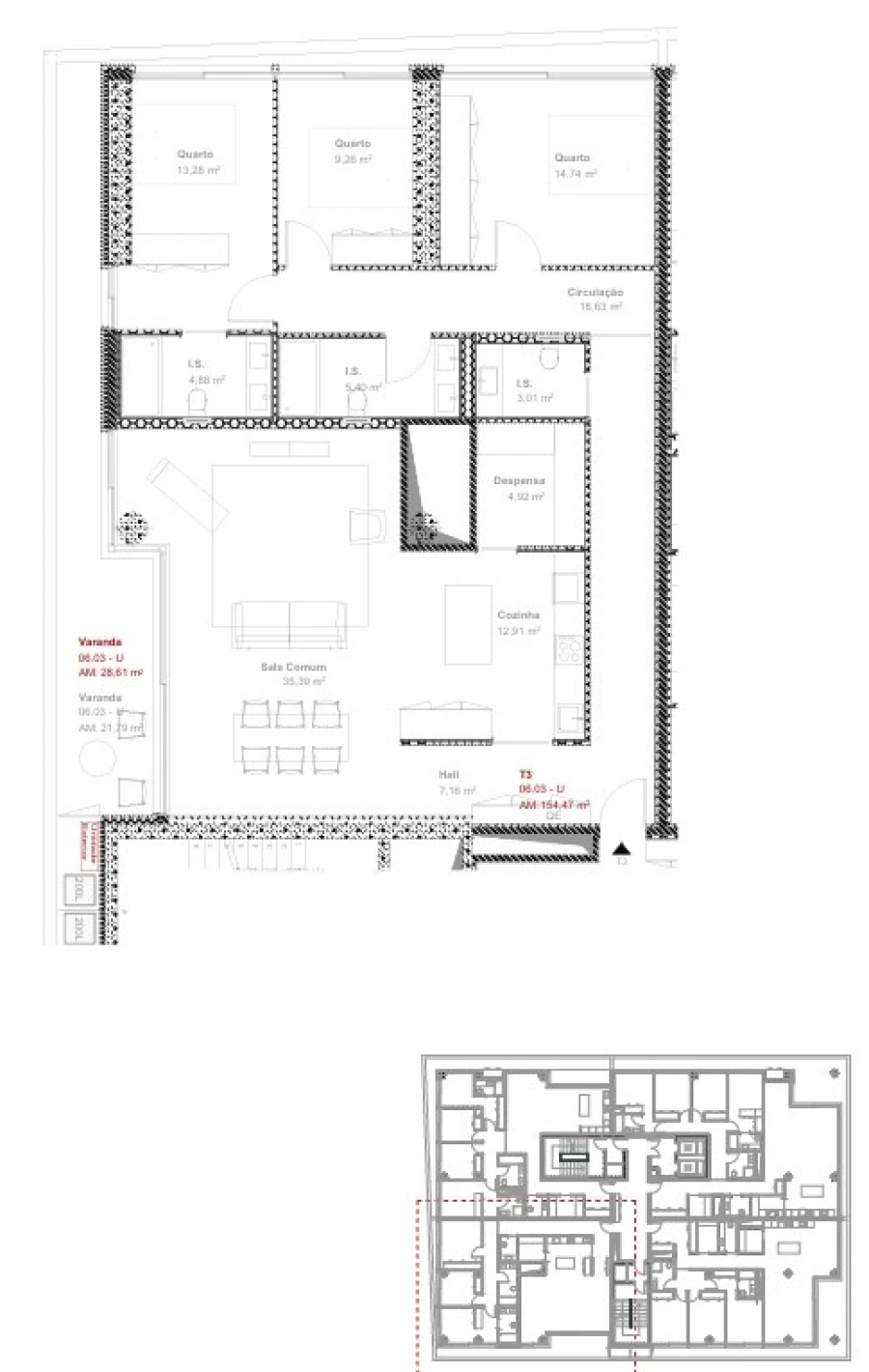 Apartamento T3 para Venda em Ramalde Planta 1