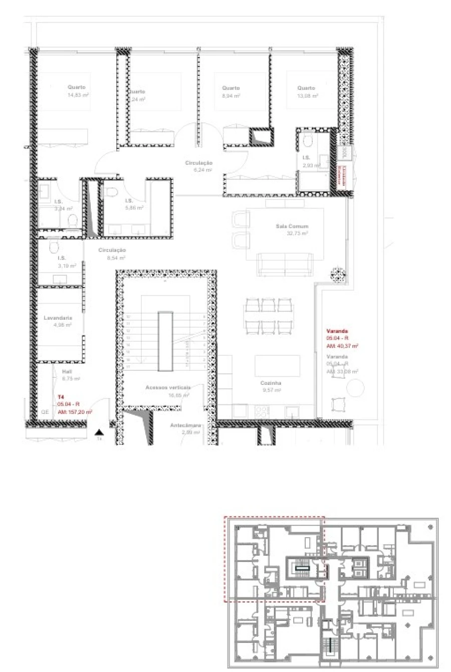 Apartamento T4 para Venda em Ramalde Planta 1