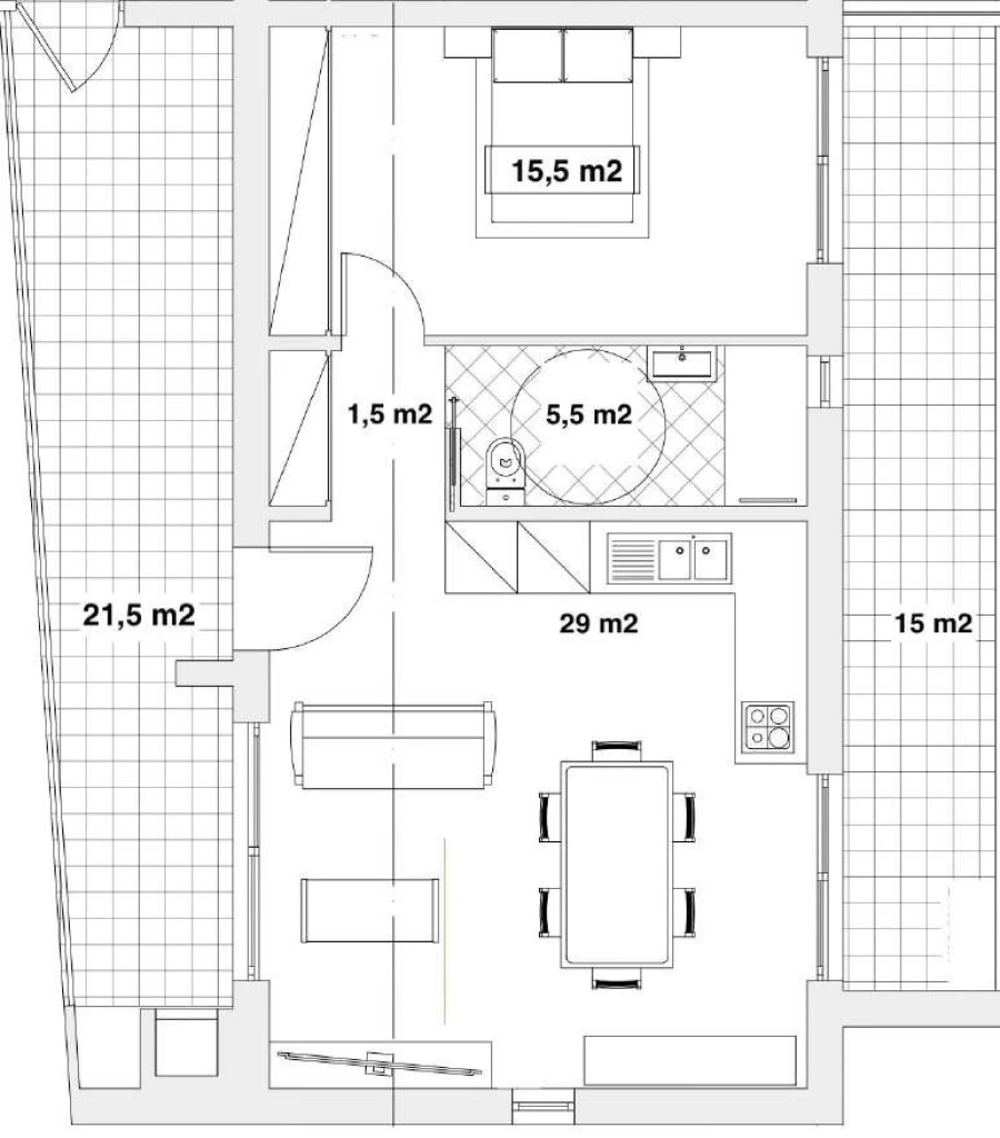 Apartamento T1 para Venda em Marrazes e Barosa Planta 1