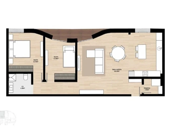Apartamento T2 para Venda em Santa Clara e Castelo Viegas Planta 1