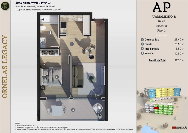 Apartamento T1 para Venda em Calheta Foto 22