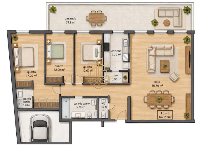 Apartamento T3 para Venda em Matosinhos e Leça da Palmeira Planta 1