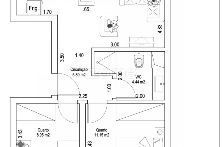 Apartamento T2 para Arrendamento em Mina de Água Planta 1