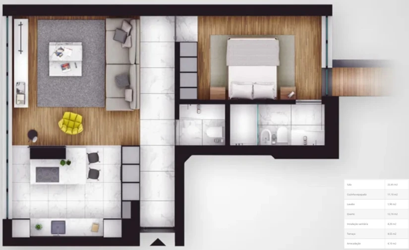 Apartamento T1 para Venda em Avenidas Novas Planta 1