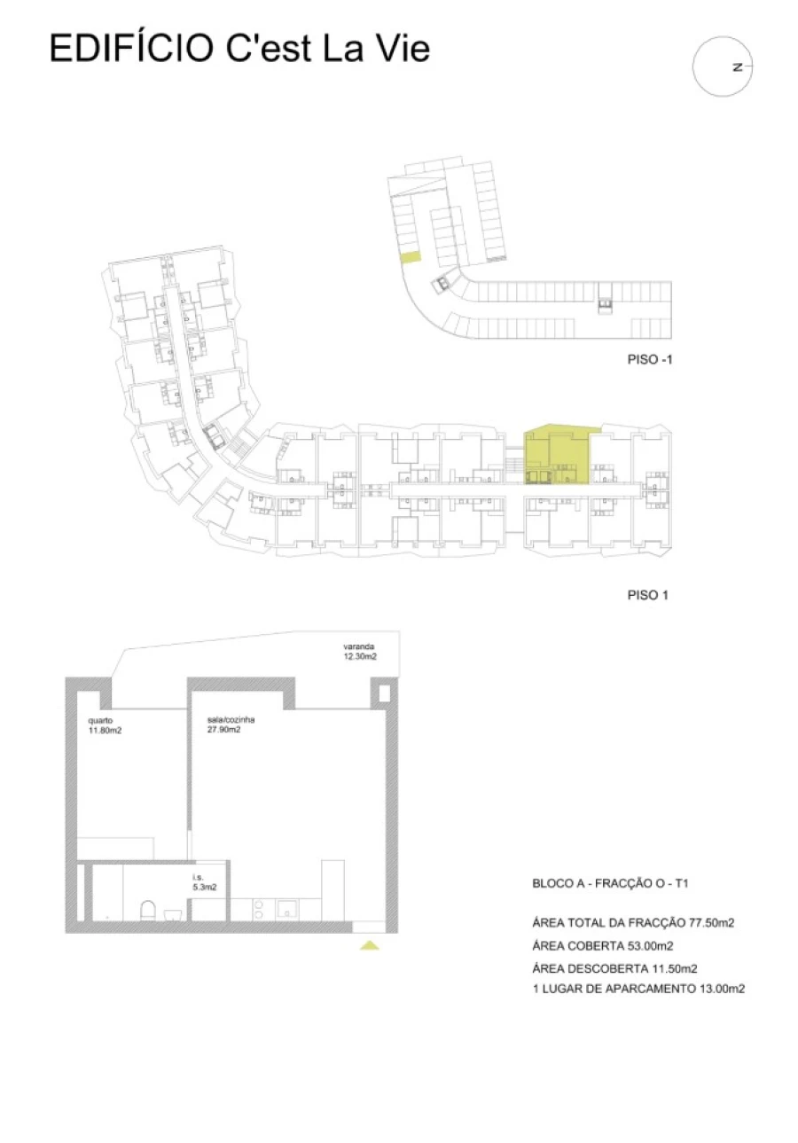 Apartamento T1 para Venda em Fânzeres e São Pedro da Cova Planta 1